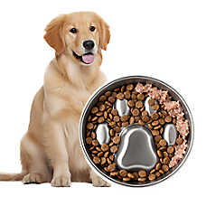 PawsPik Dog Stainless Steel Four-Ridged Slow Feeder Bowl