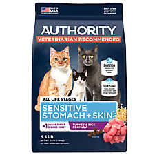 Authority? Sensitive Stomach & Skin Cat Dry Food - Turkey & Rice, With-Grain