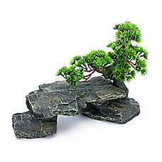 Penn-Plax Bonsai Tree On Rocks Aquarium Ornament - Large Aquascaping Fish Tank Decor