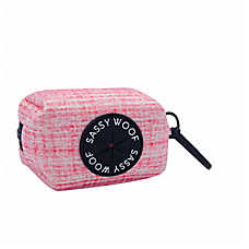 Sassy Woof Dog Waste Bag Holder, Dolce Rose Pink Bag Holder W/ Carabiner Clip For Convenient Access