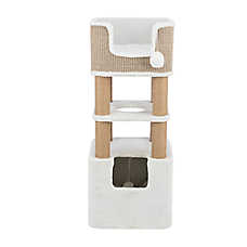 Trixie Lucano Cat Tree W/ 8 Jute Scratching Posts, Covered Condo, Sturdy Base, Interactive Pom-Poms