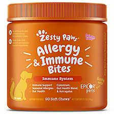 Zesty Paws Dog Allergy & Immune Bites, Immune Support & Gut Health, Multiple Flavors, 90 Count