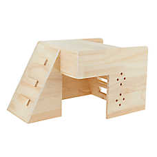 Full Cheeks&trade; Small Pet Pinewood Corner Hideaway & Hay Holder
