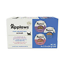 Applaws Wet Cat Food - Fish Selection in Broth, Limited Ingredient, Variety Pack, 8 Count
