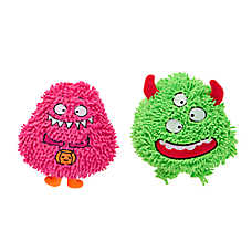 Thrills & Chills&trade; Halloween Plush Monster Pink Green  Dog Toy 2-Pack