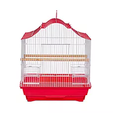 Prevue Pet Products Soho Crown Roof Cockatiel Bird Cage Red & White for Cockatiels