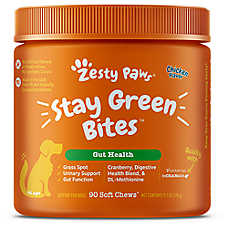 Zesty Paws Dog Stay Green Bites, Digestive & Urinary Support for Lawn Burn, Chicken Flavor , 90ct