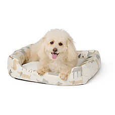 Top Paw? Dog Print Tan Cuddler Dog Bed, Small, Medium, Large, Extra Large