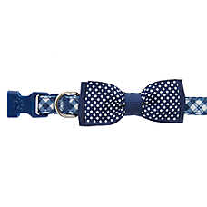 Top Paw? Plaid Dog Collar, Blue Dog Collar, Bow Tie, Adjustable, Comfortable, Multiple Sizes