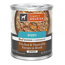 Simply Nourish Puppy Wet Dog Food - Minced, Chicken & Vegetable in Broth, 10 oz