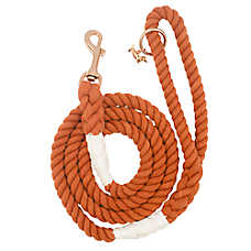 Sassy Woof Hand-Spliced Cotton Rope Dog Leash with Rose Gold Hardware, 5 ft