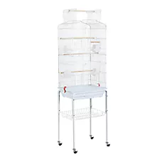 Yaheetech Open Top Metal Pet Bird Cage with Double Doors - White for Large Birds