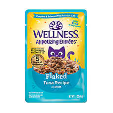 Wellness? Appetizing Entrees Adult Cat Wet Food - Grain Free, Flaked in Broth, 1.4 Oz