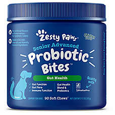 Zesty Paws Senior Dog Supplement Advanced Probiotic Bites, Gut Health Blend, Chicken Flavor, 90ct
