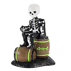 Thrills & Chills? Skeleton on Barrels Aquarium Bubbler Ornament