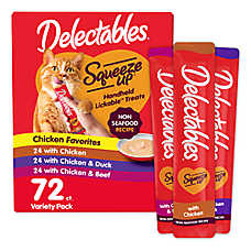 Hartz Delectables Squeeze Up Lickable Cat Treat - Variety Pack, 72 CT, 36 OZ